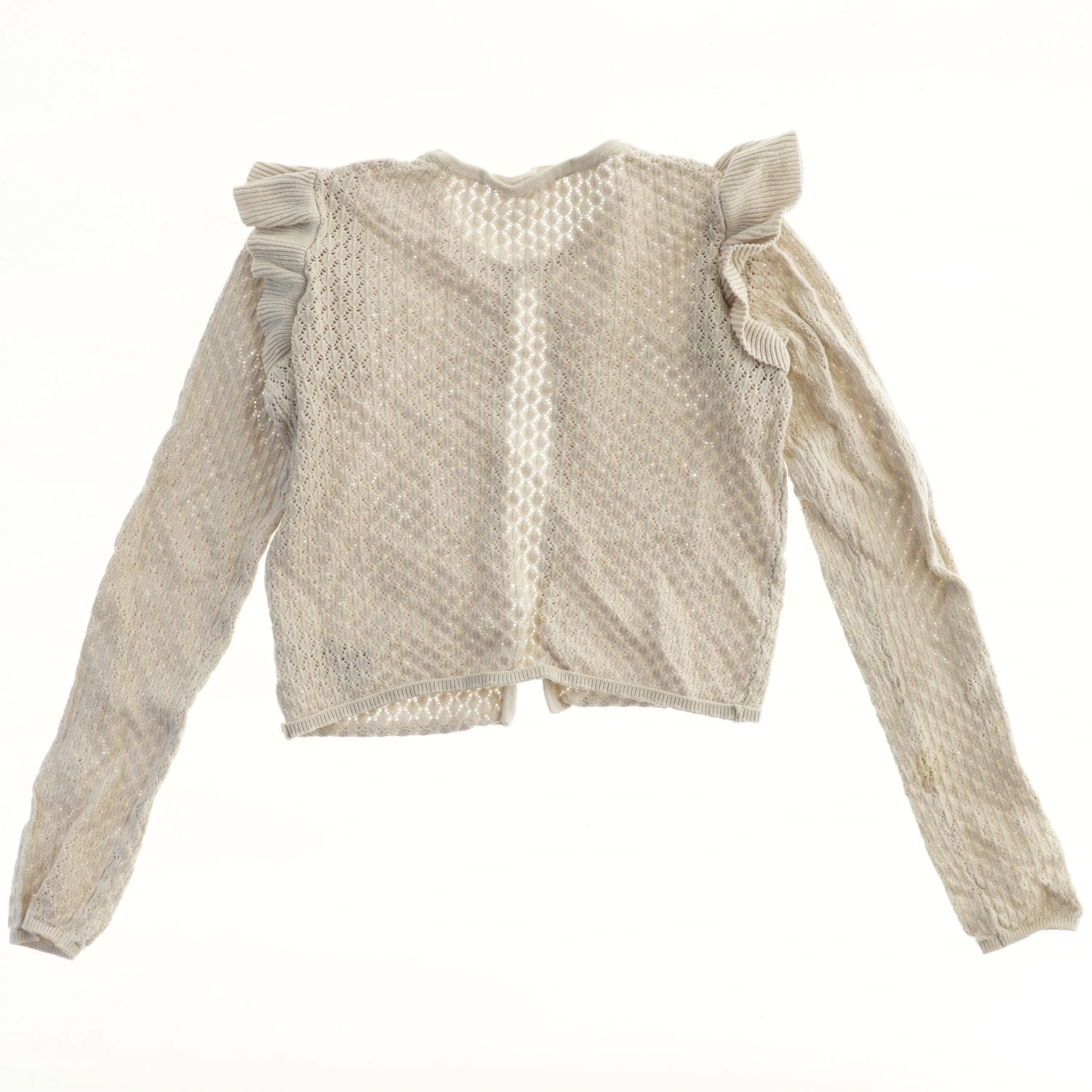 Strikket cardigan med flæser fra H&M (str. 122)