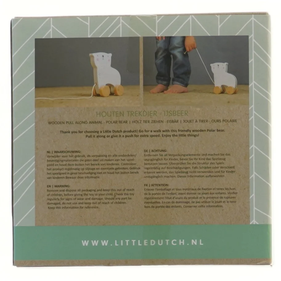 Hvid træklegetøj polar bear fra Little Dutch (str. 17x16 cm)