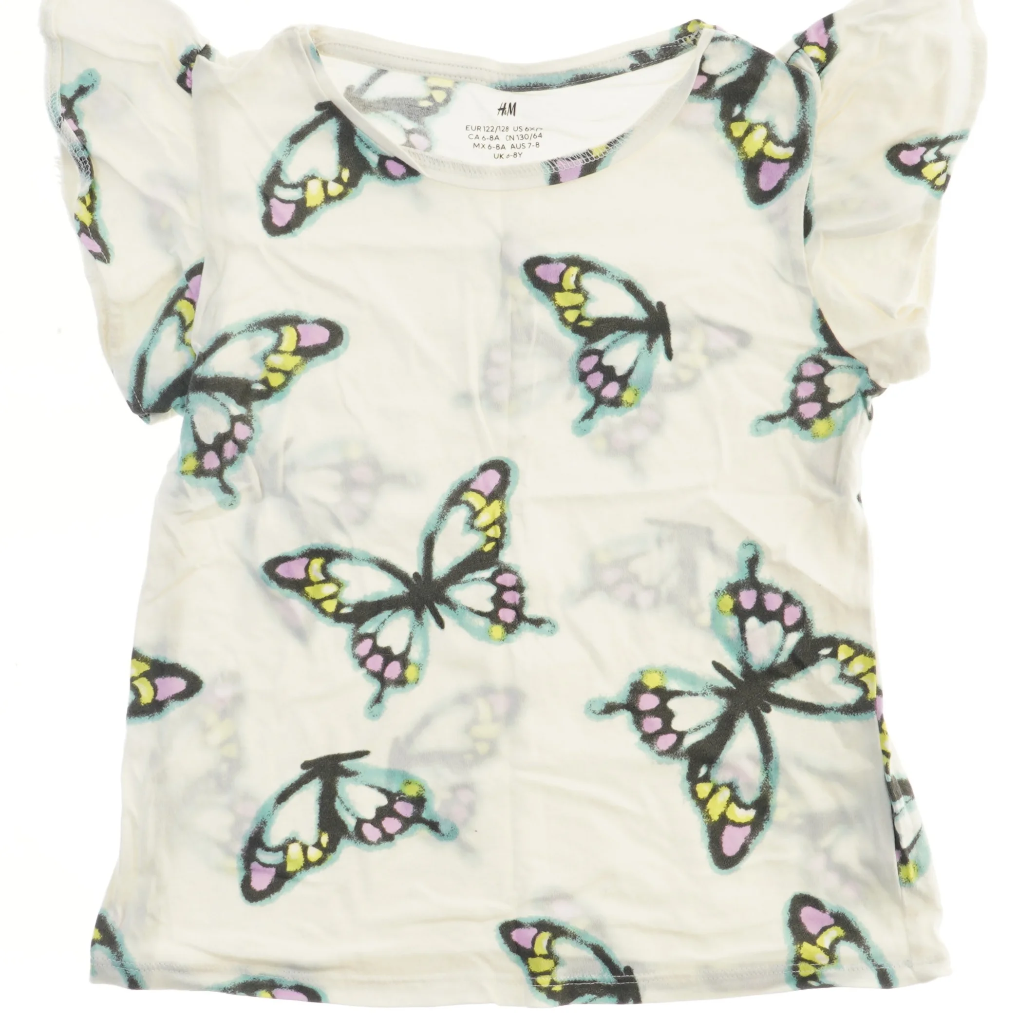 Børne T-Shirt med sommerfugle fra H&M (str. 122)