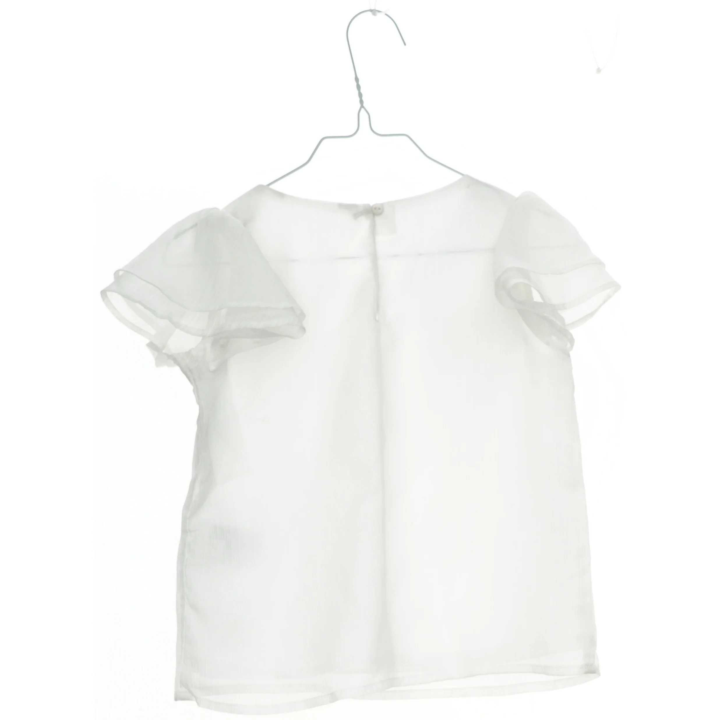 Hvid Bluse med Flæseærmer (str. 110)