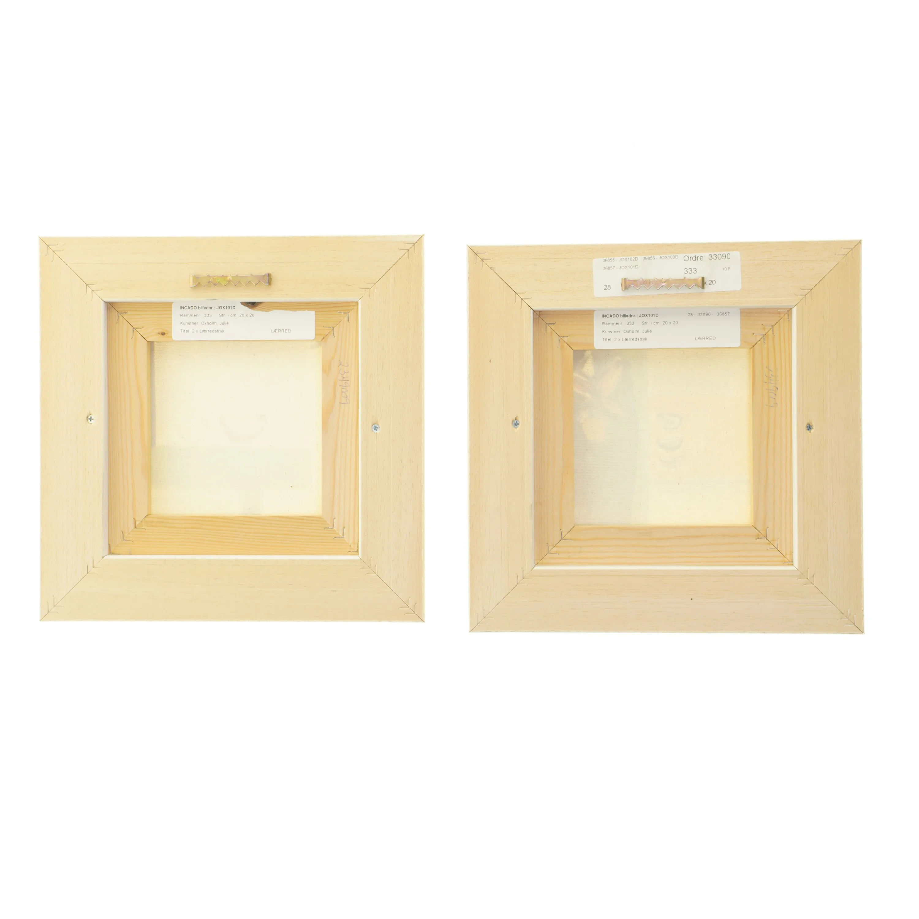 Abstrakte billeder med rammer (str. 2 stk 24,5x24,5 cm)