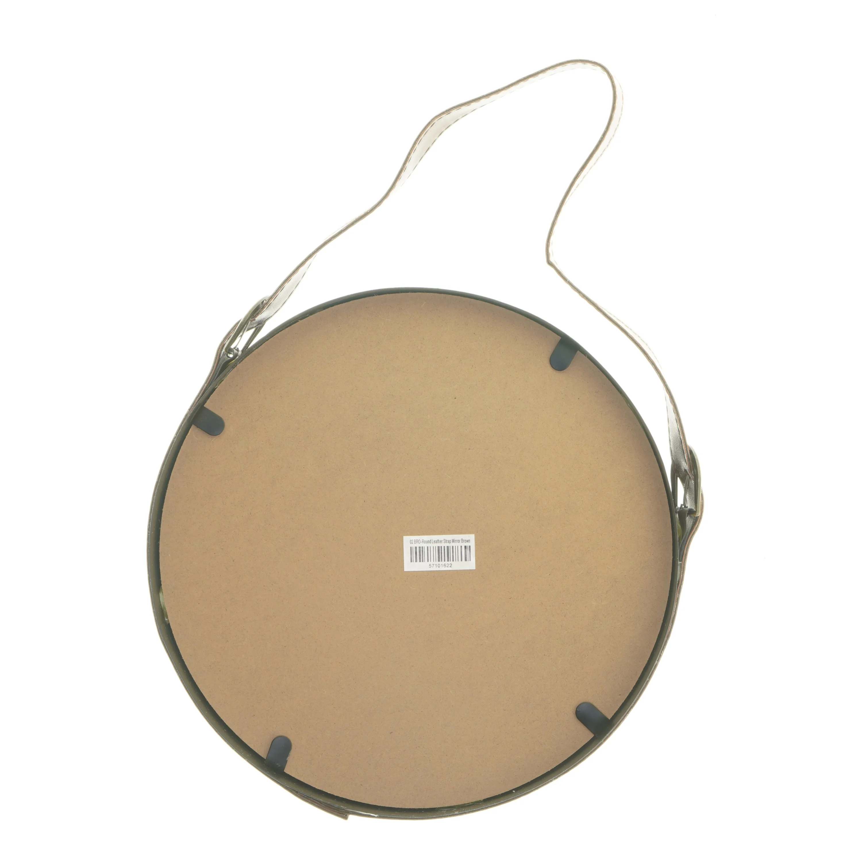 Rundt vægspejl med rem (str. Ø 30,5 cm)