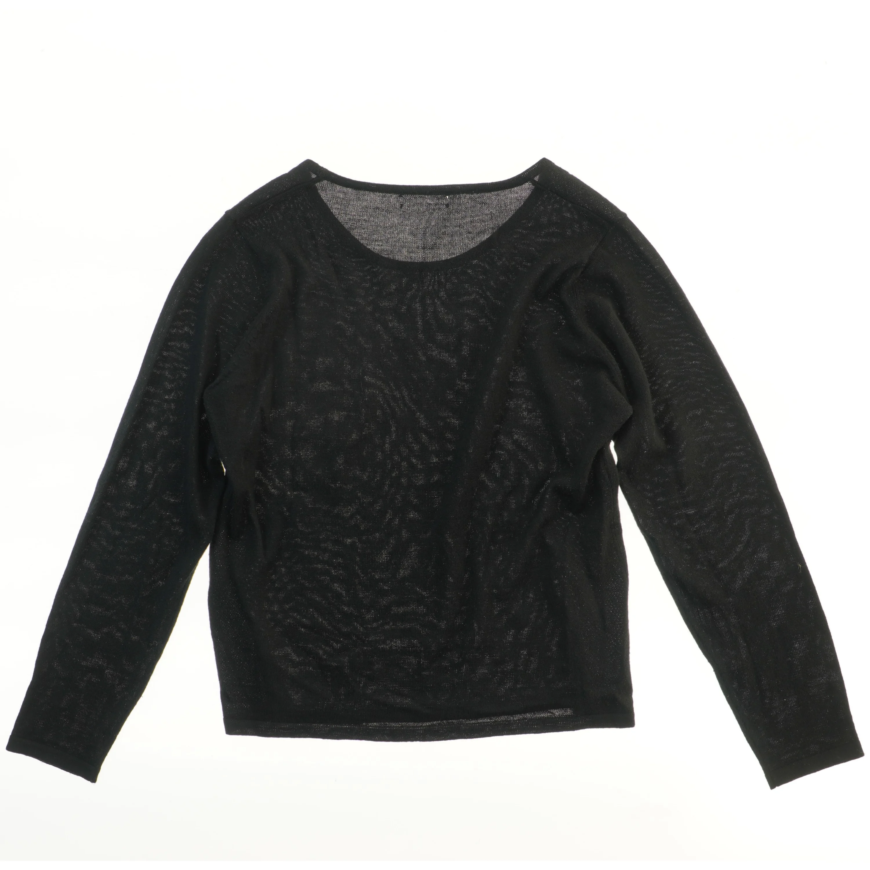 Langærmet sort bluse I uld (str.  58x44 cm)