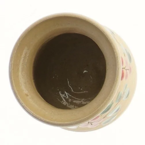 Dekorativ krukke med bærmotiv (str. Ø 8 cm længde 9,5 cm)