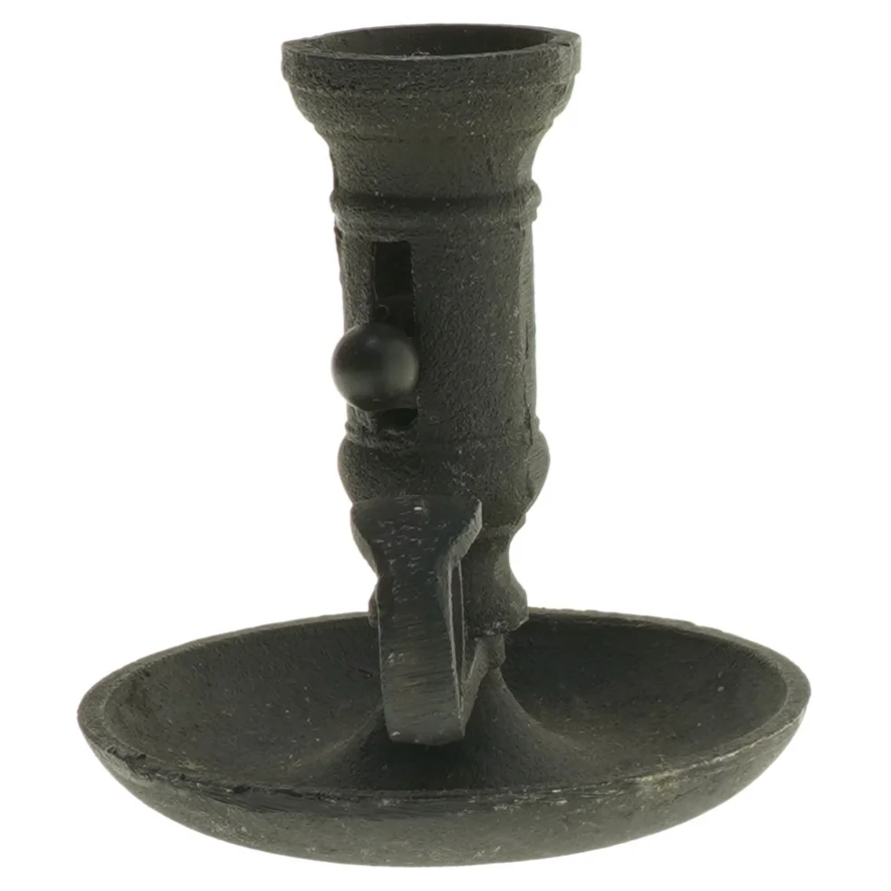 Sort lysestage med håndtag (str. 12 cm)