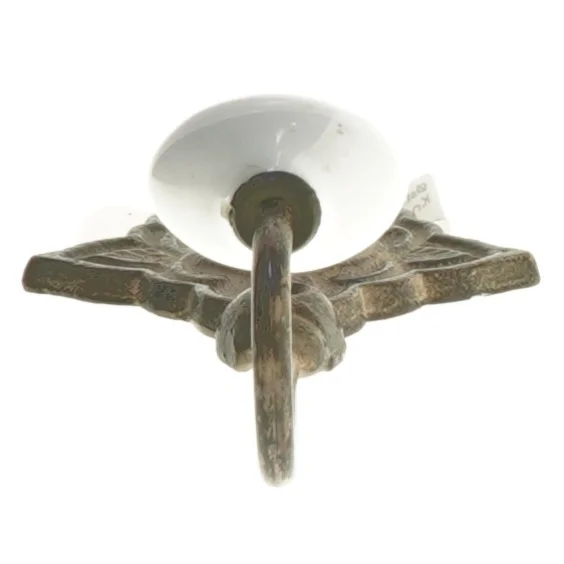 Vægkrog med porcelænsknop (str. 16 cm)