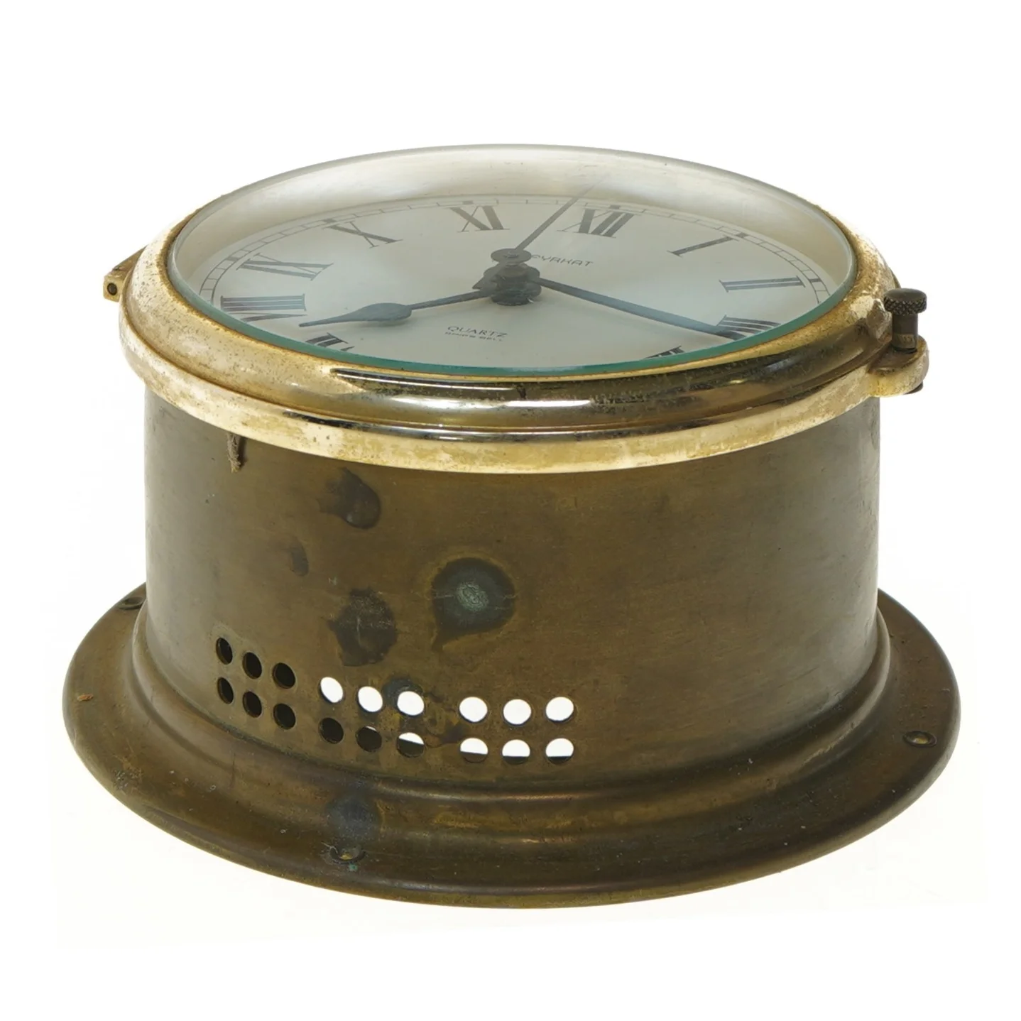 Skibsur i messing Quartz (str. Ø 15,5x9,5 cm)