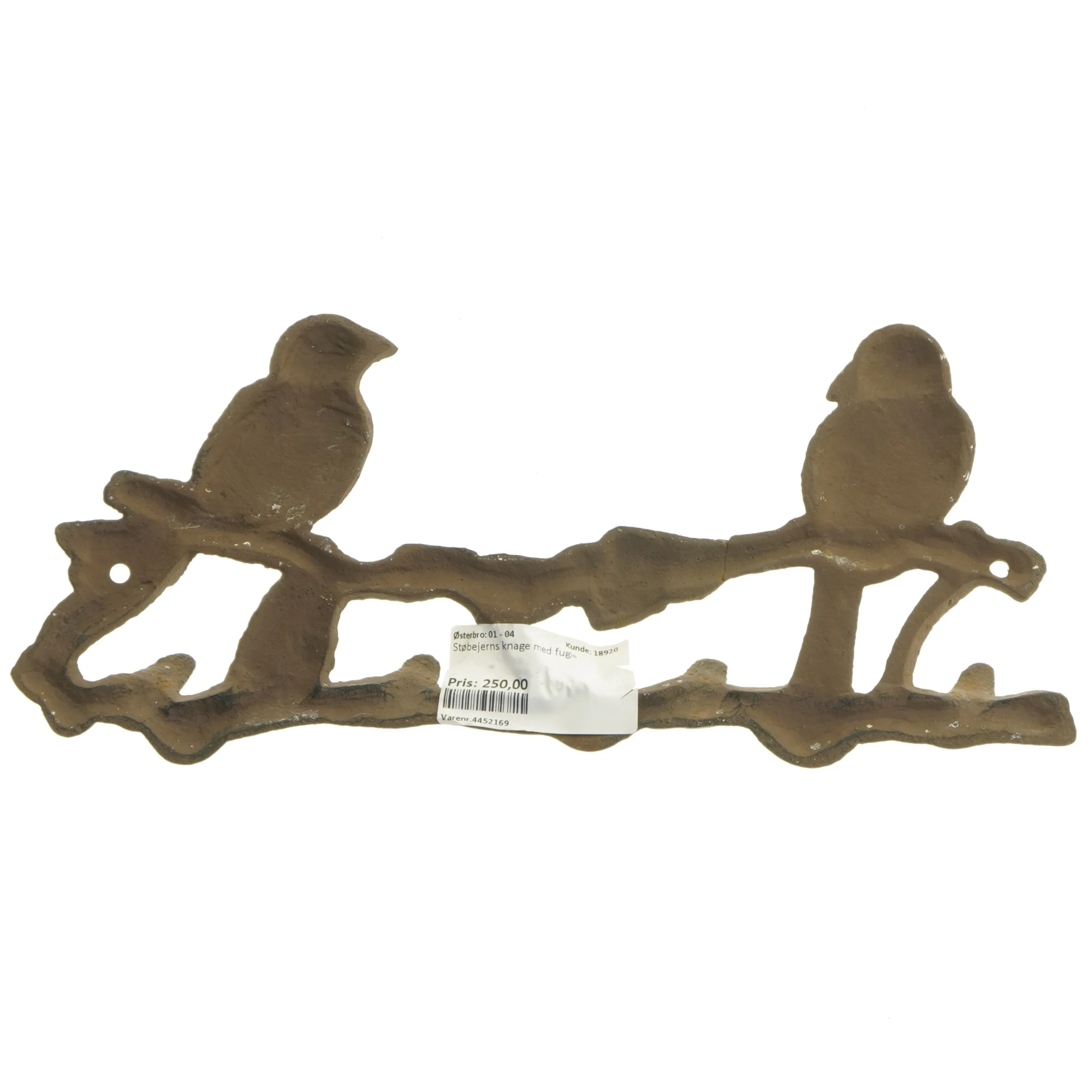 Antik knagerække i jern (str. 30x13 cm)