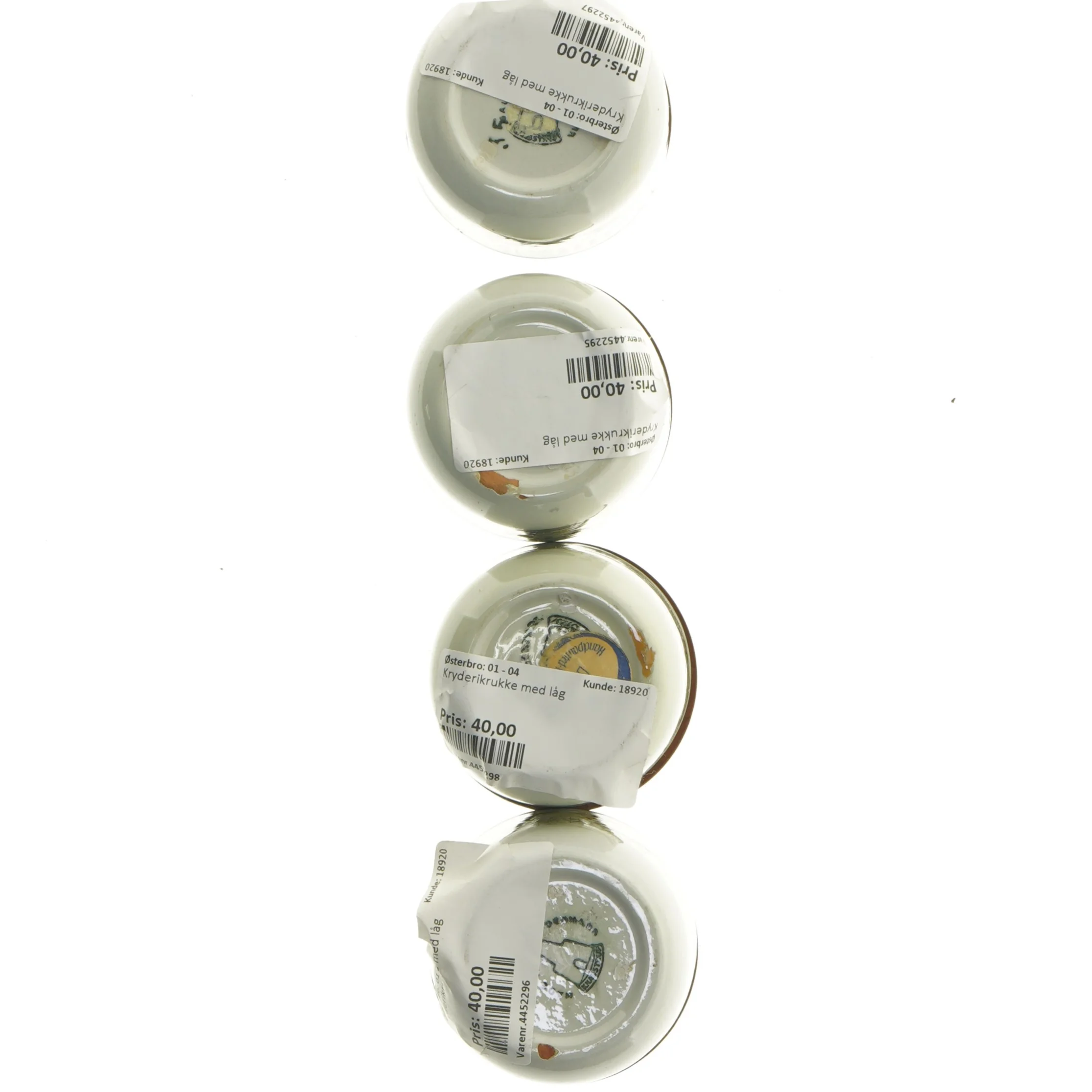 Sæt af krydderikrukker med låg fra Knabstrup (str. 4 styk, 7,5 cm)