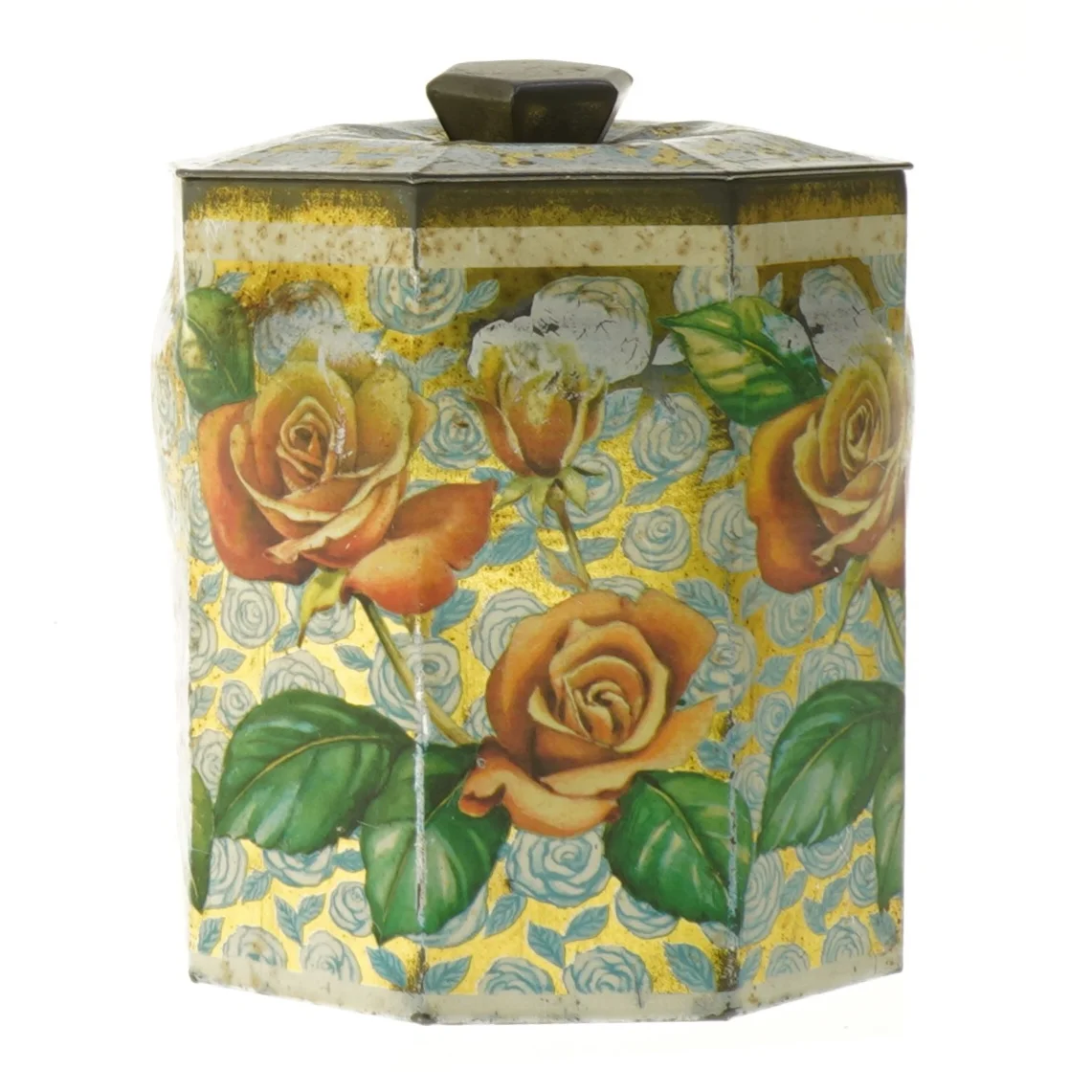 Dekorativ dåse med roser (str. ø 13, 13 cm)