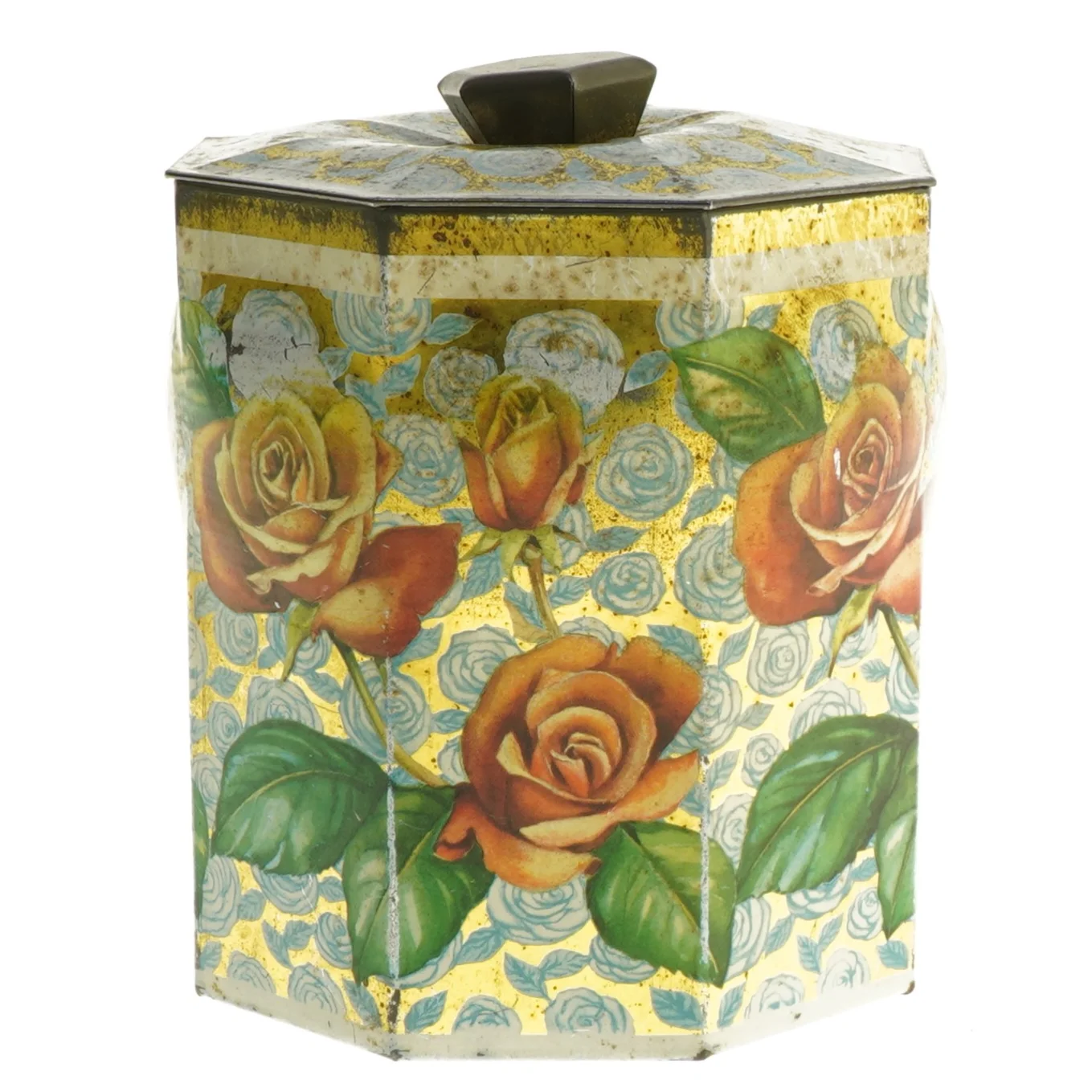 Dekorativ dåse med roser (str. ø 13, 13 cm)
