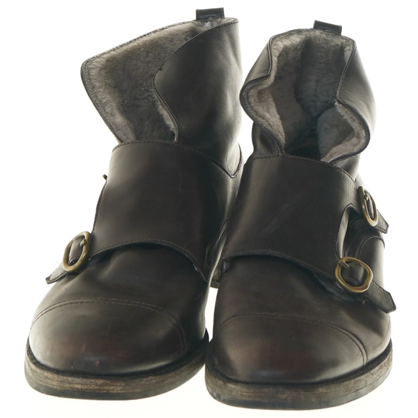 Brune skindstøvler med spænder fra Fratelli Rossetti (str. 40 )