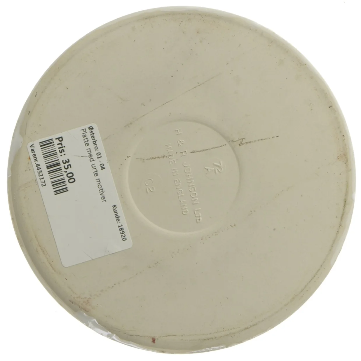 Dekorativ tallerken med blomsterillustration fra H & R Johnson (str. Ø 15 cm)