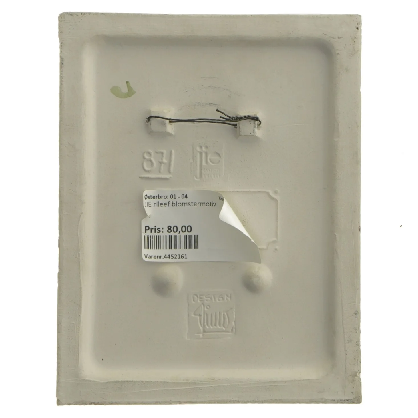 Keramisk relief med blomster fra JIE (str. 17,5x13,5 cm)