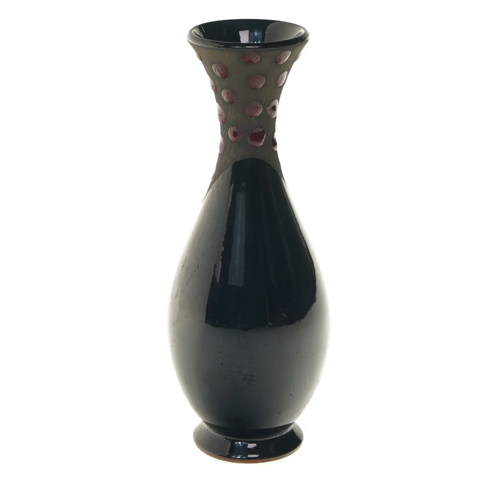 Sort vase med mønster (str. Ø 5,5 cm længde 20 cm)