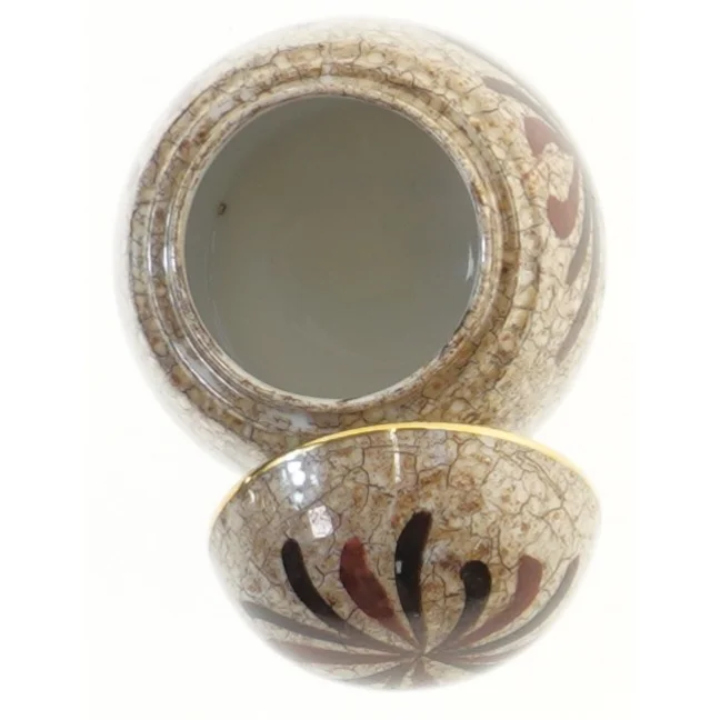 Dekorativ porcelæn ingefærkrukke med låg (str. Ø 8,5x9,5 cm)