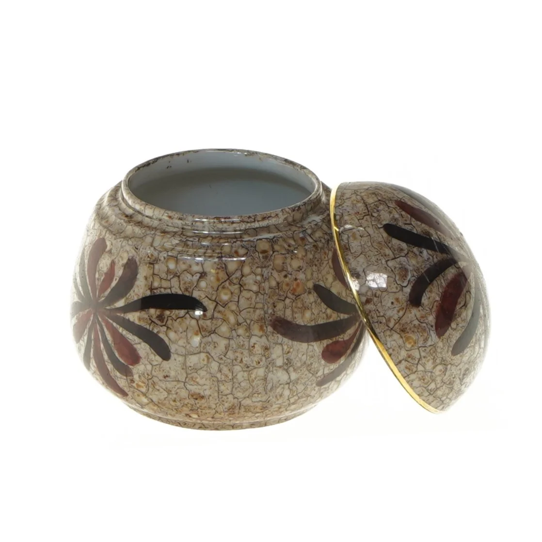 Dekorativ porcelæn ingefærkrukke med låg (str. Ø 8,5x9,5 cm)