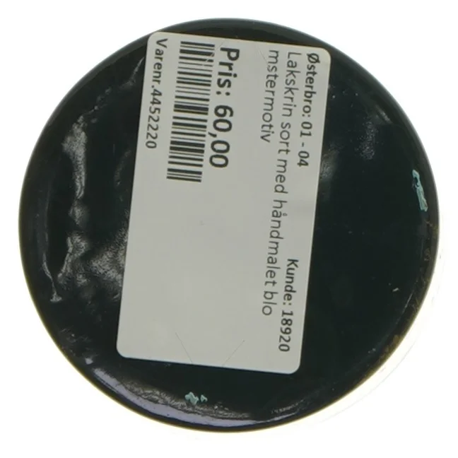 Dekoreret rund æske (str. Ø 7,5 cm)