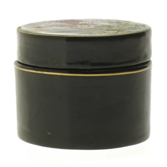 Dekoreret rund æske (str. Ø 7,5 cm)