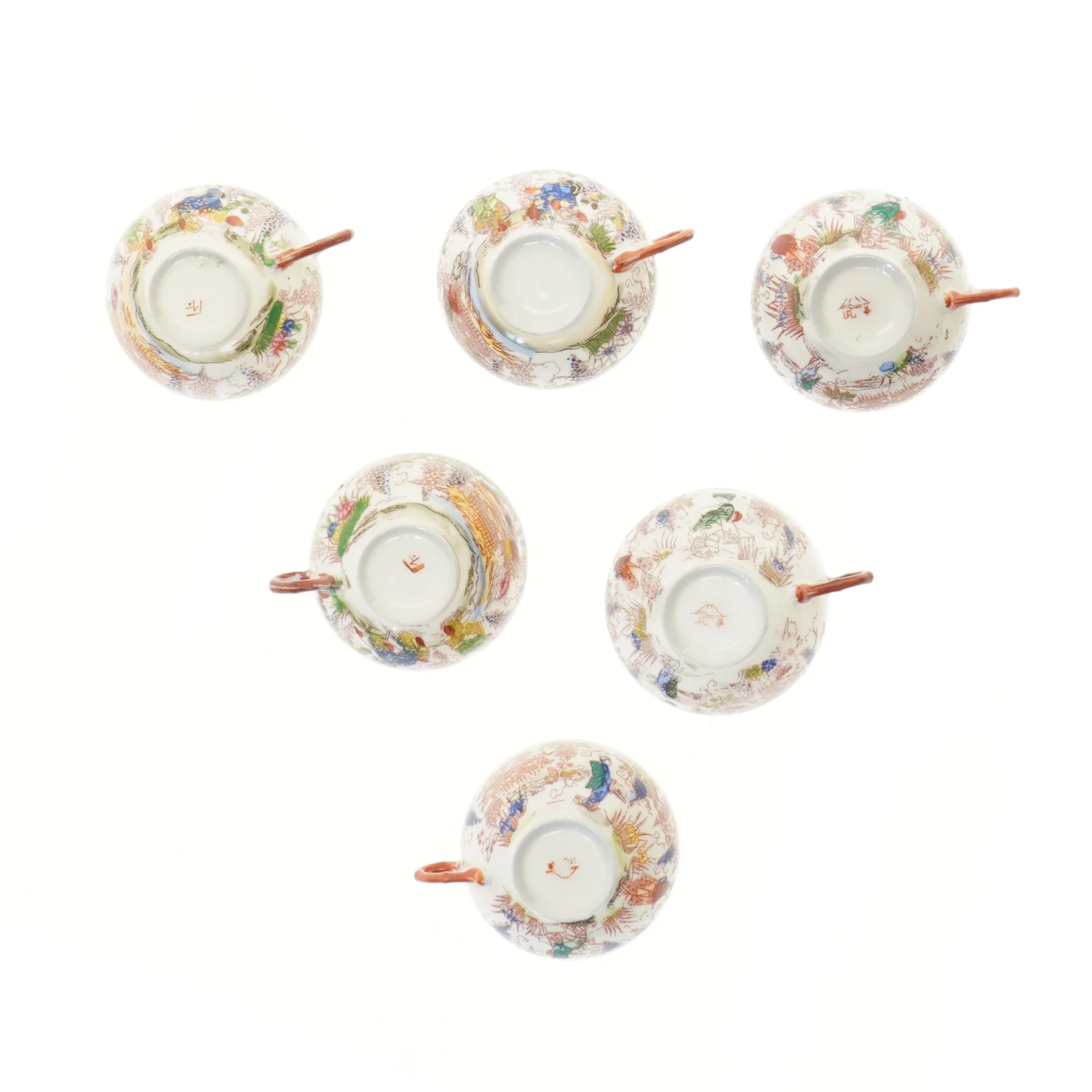 Sæt med 6 kopper med blomstermønster (str. 6 stk Ø 9 cm)