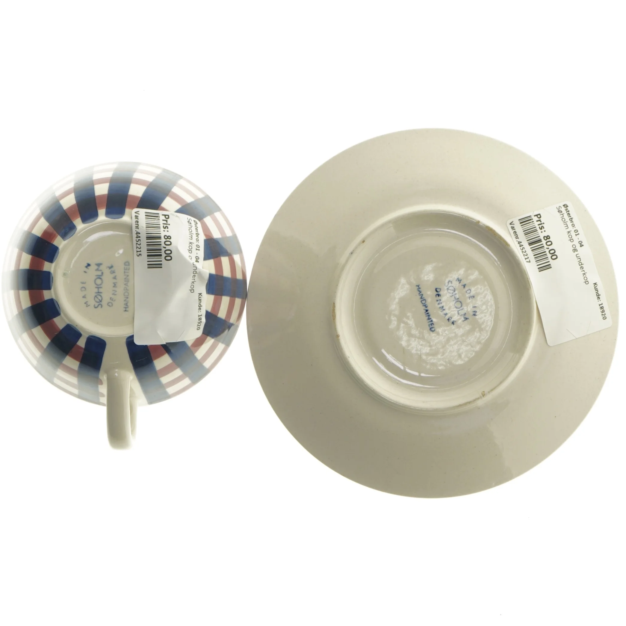 Kop og underkop med mønster fra Søholm (str. Ø 16 cm)