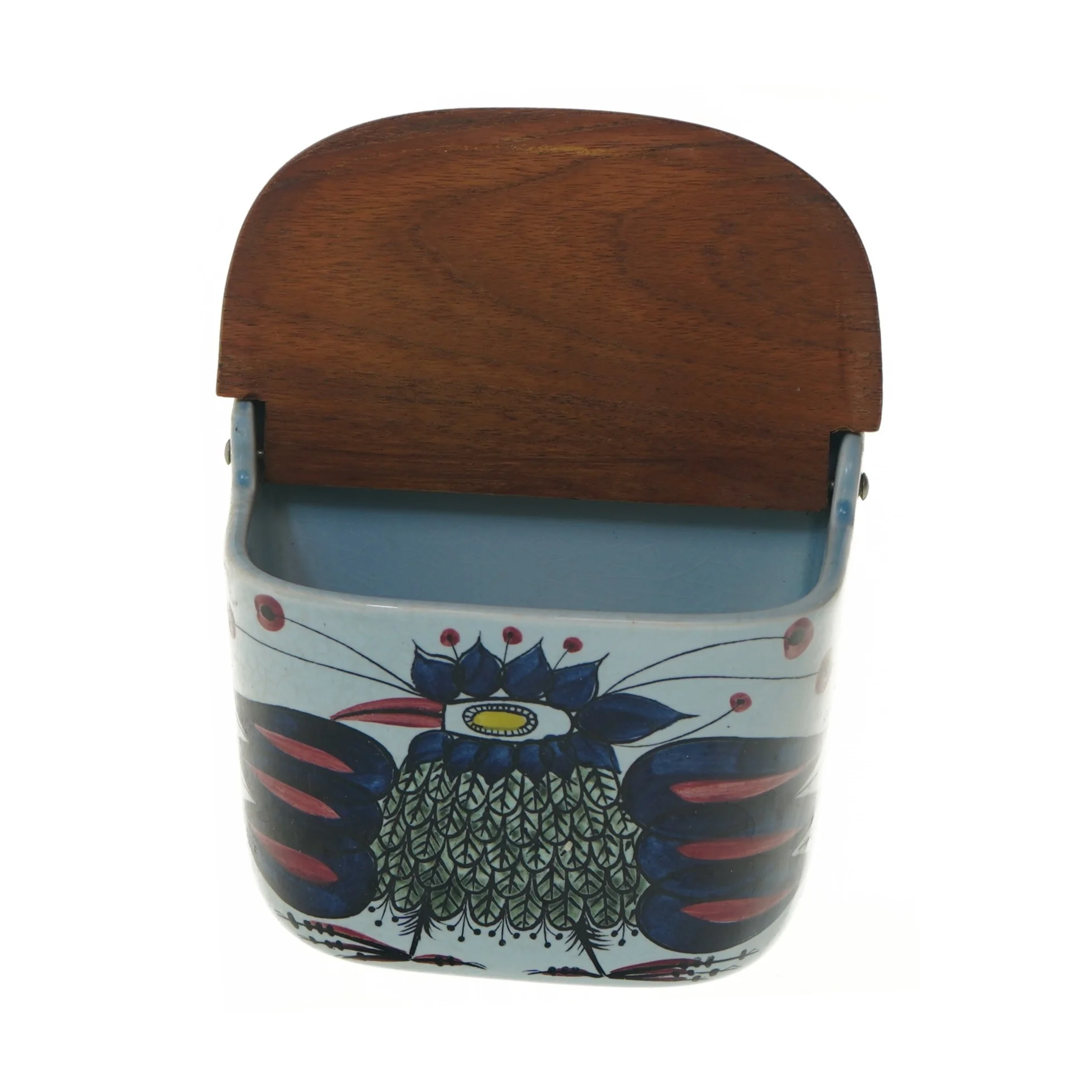 Keramik vægspand med låg (str. 16x14x8 cm)