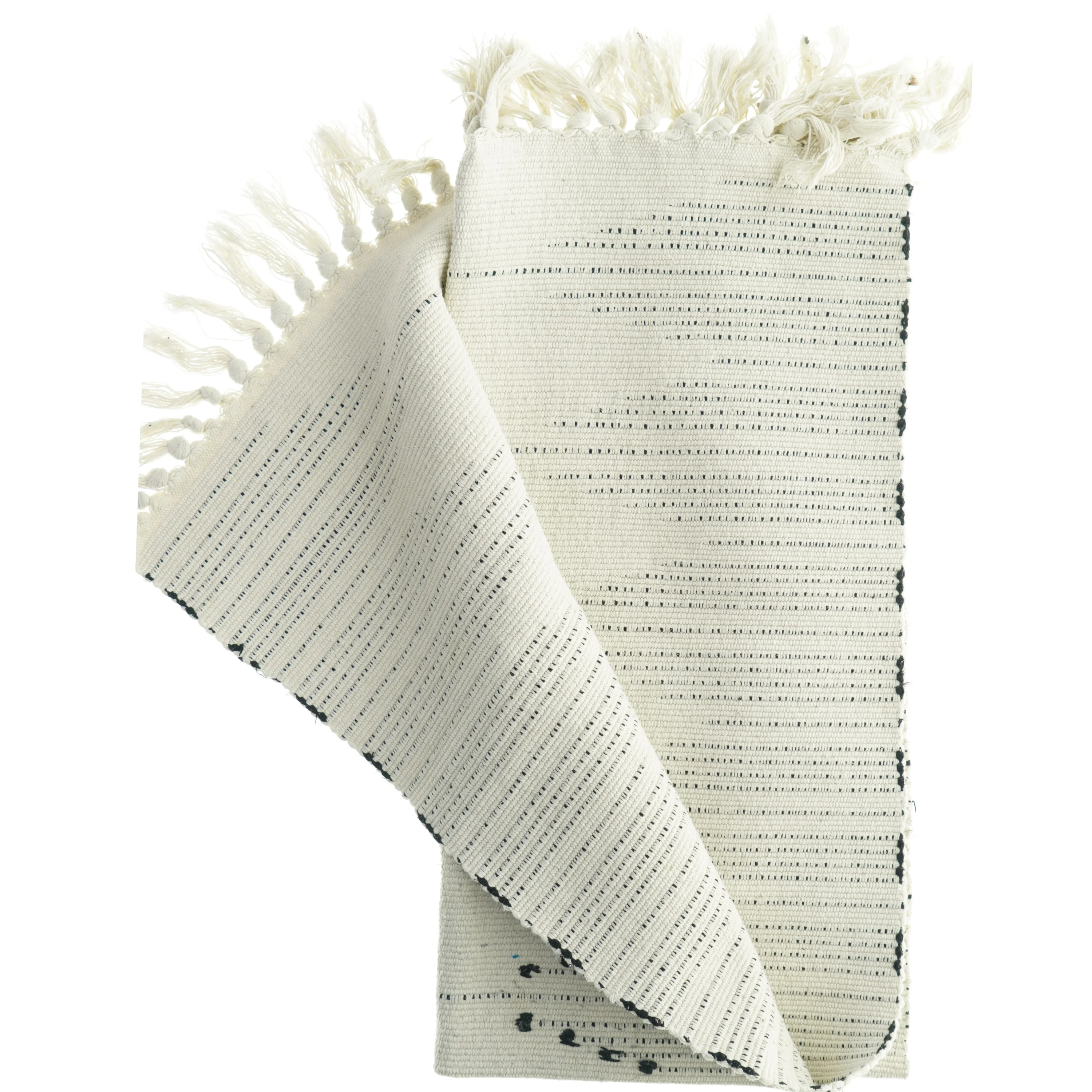 Vævet tæppe med frynser