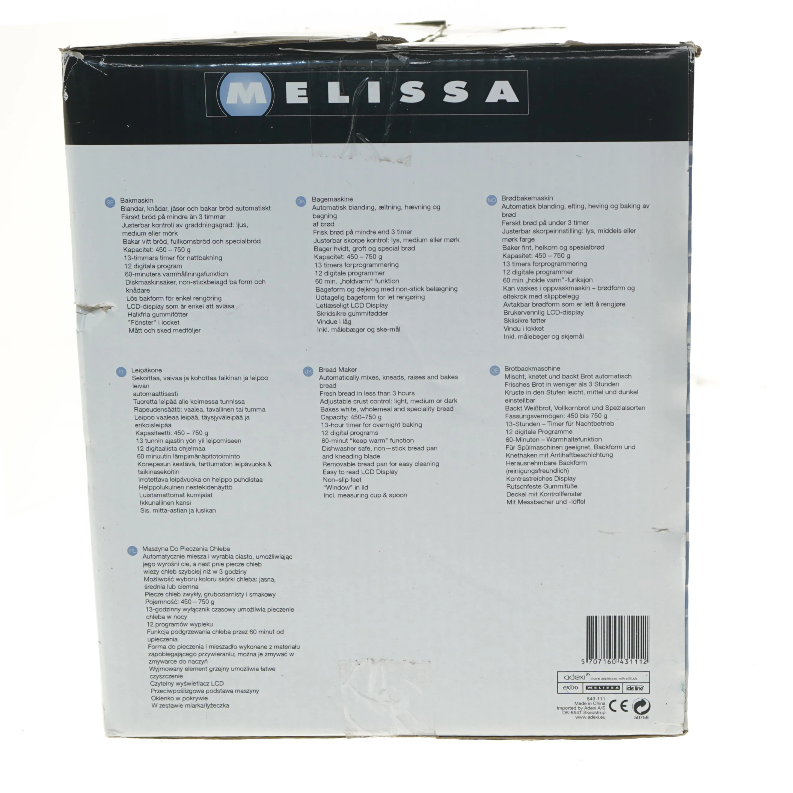 Brødbagemaskine fra Melissa (str. 30x25x35 cm)