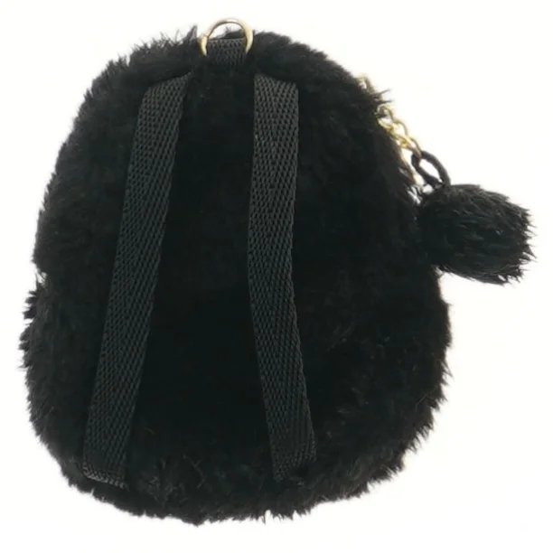 Lille sort plyspung til dukke eller bamse.(str. 12x10 cm)