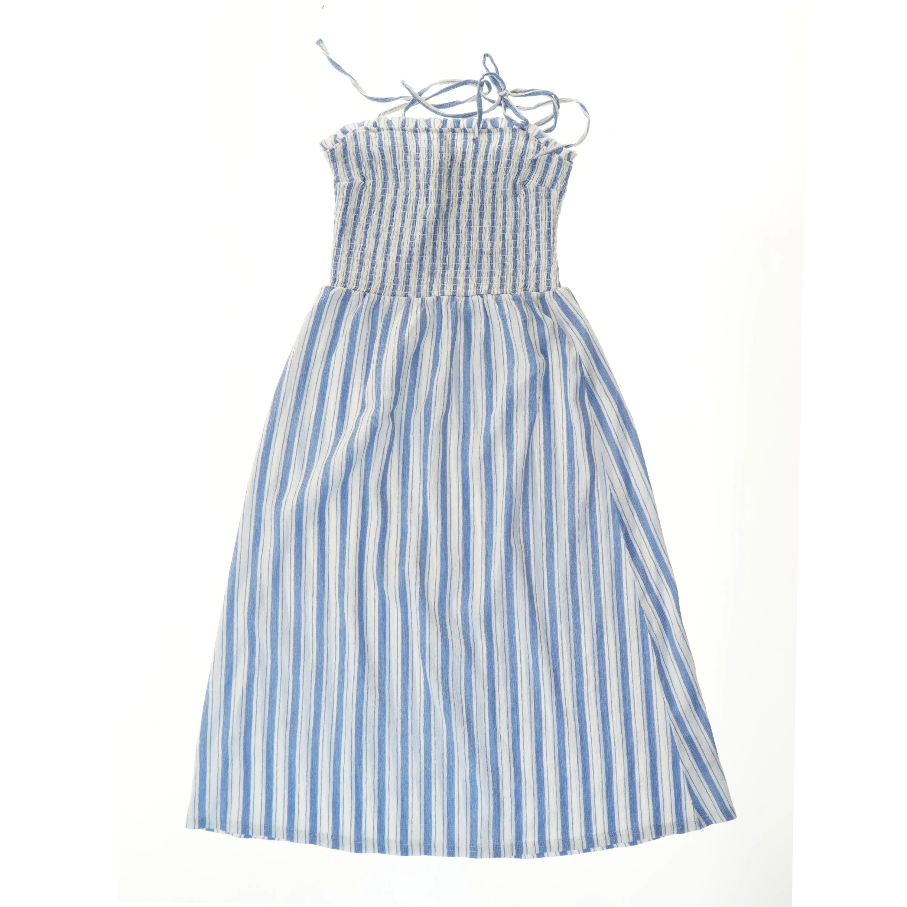 Sommerkjole med blå og hvide striber fra H&M (str. 146)