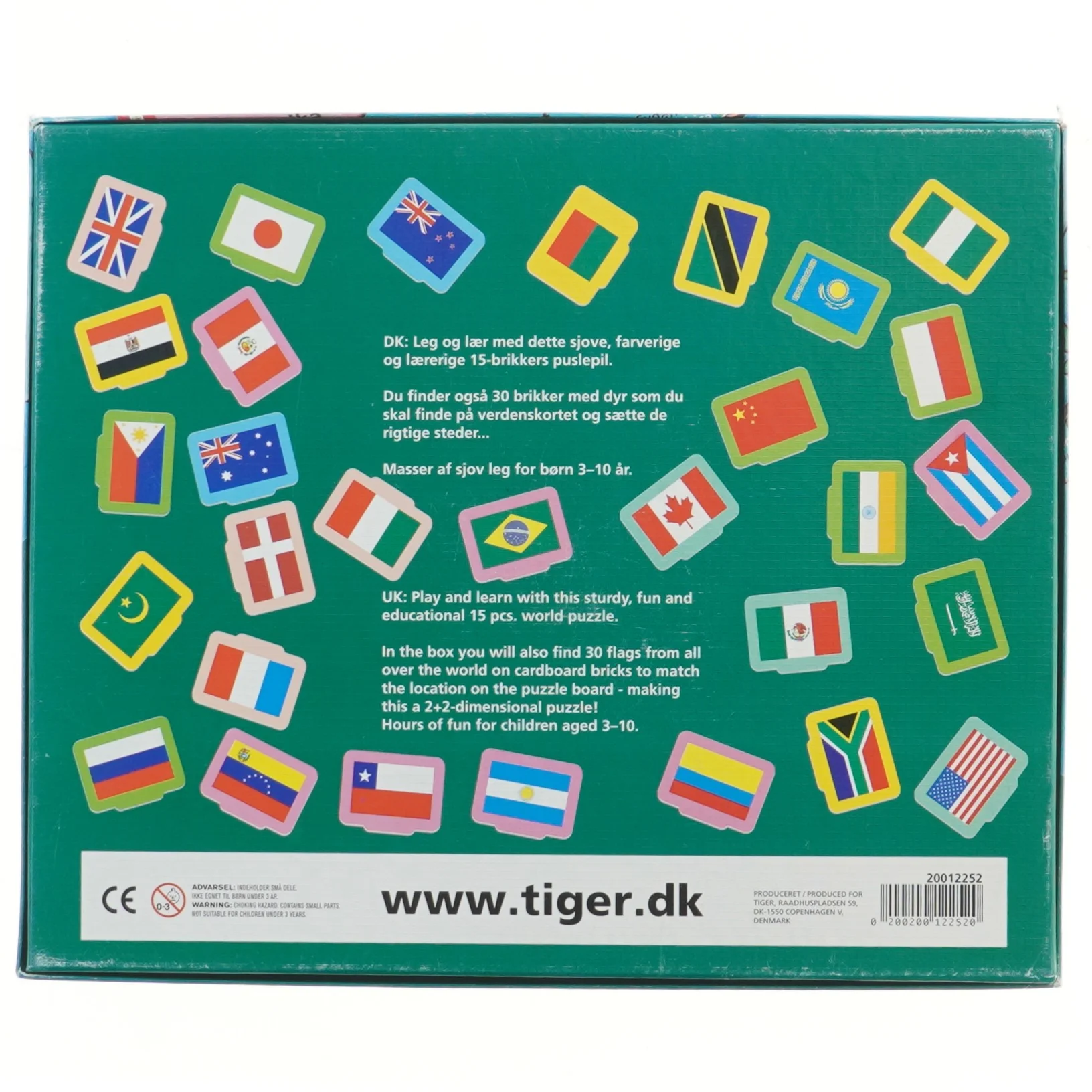 Verdens flag puslespil fra Tiger (15 + 30 brikker))