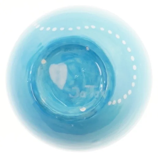 Blå vase med prikmønster (str. 15 cm)