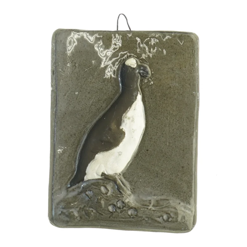 Keramik pingvinplatte (str. 16 x og 12 cm)
