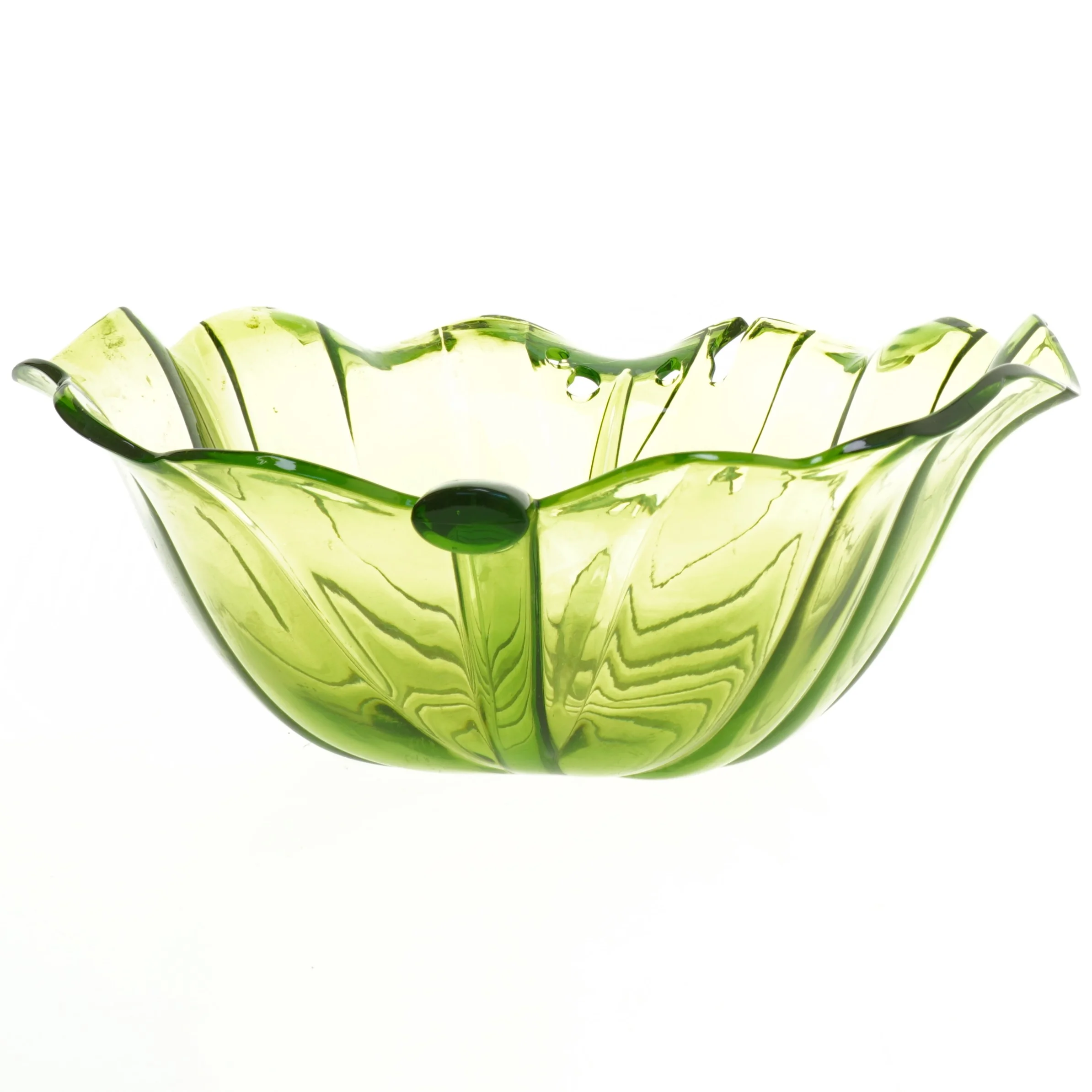 Grøn glaskål (str. 32x27,5 cm)