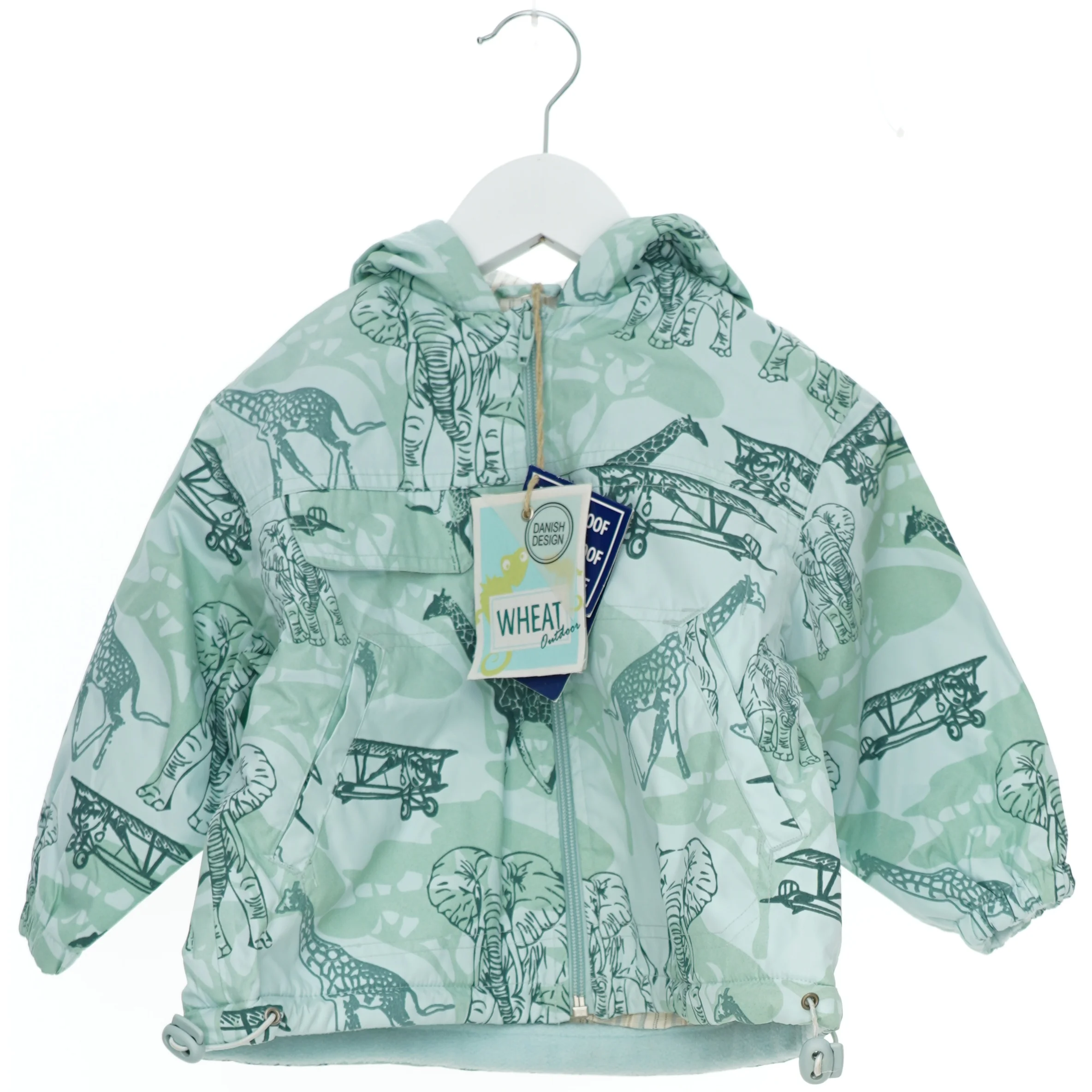 Børne regnjakke med dyremønster fra Wheat (str. 86)
