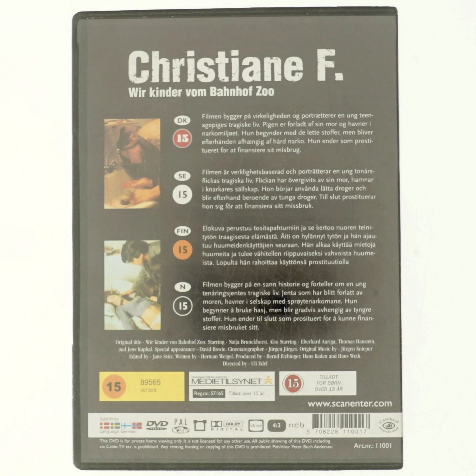 CHRISTIANE F. Wir Kinder Vom Bahnhof Zoo * Natja Brunckhorst, David Bowie * REGIE: Uli Edel