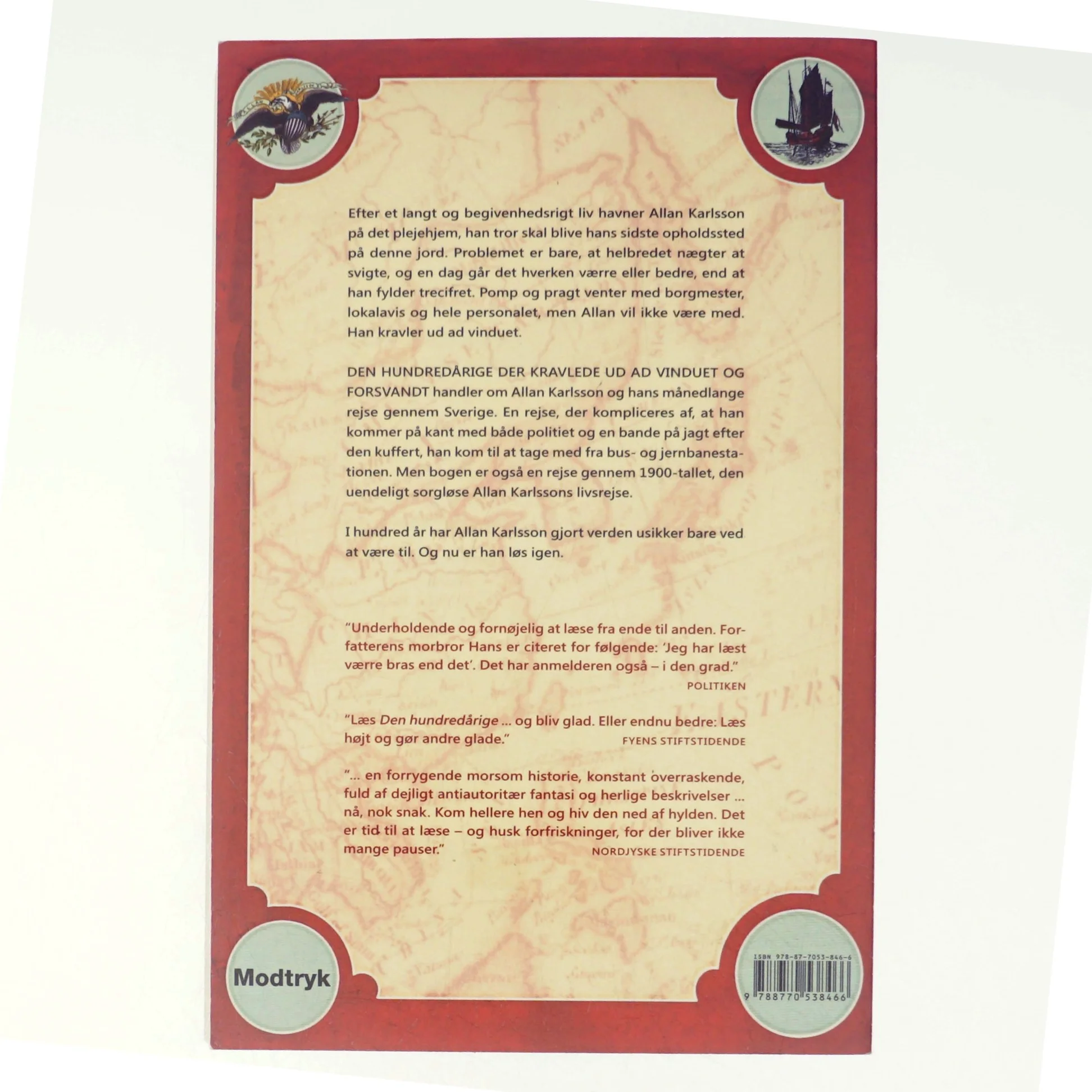 Den hundredårige der kravlede ud af vinduet og forsvandt af Jonas Jonasson (Bog)