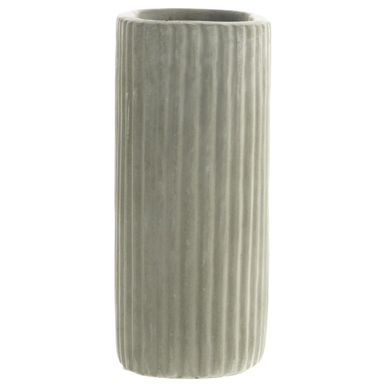 Grå riflet vase (str. 15x11,5 cm)