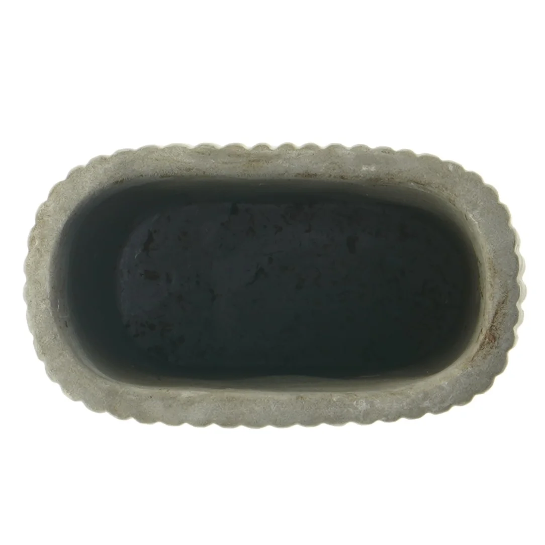 Grå riflet vase (str. 15x11,5 cm)