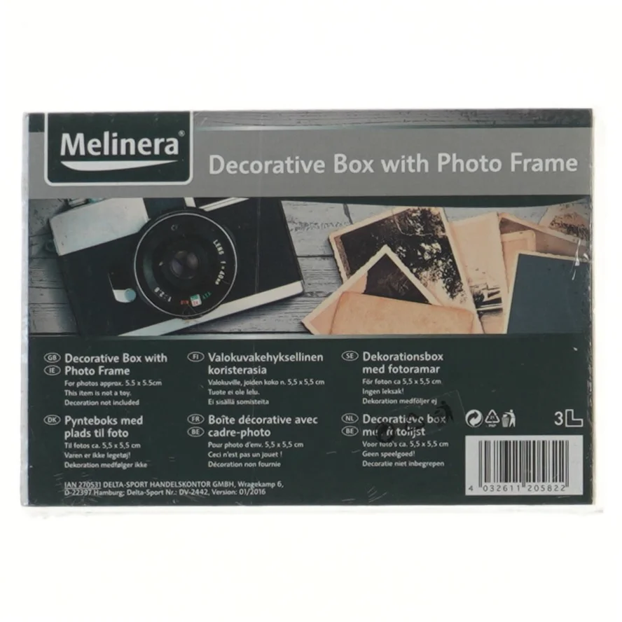 Dekorationsboks med fotoramme fra Melinera (str. 17x11,5x5 cm)