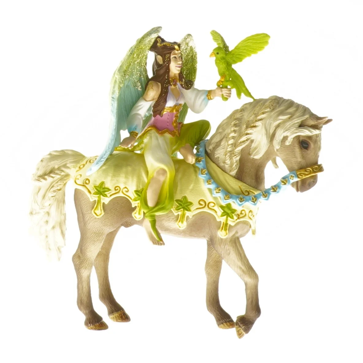 Englefigur på hest fra Schleich (str. 13 cm)