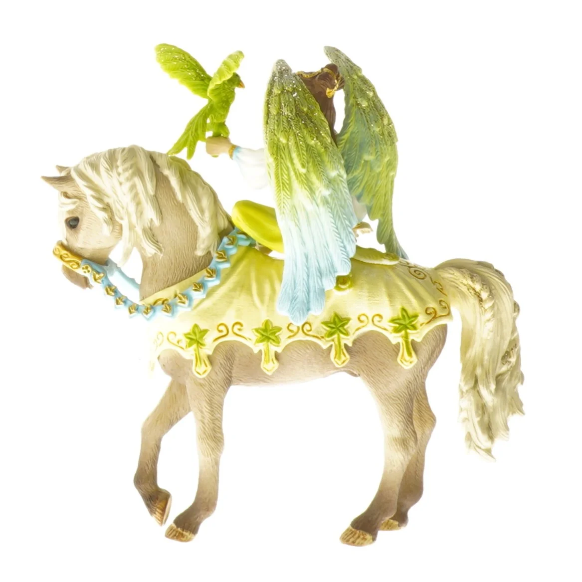 Englefigur på hest fra Schleich (str. 13 cm)