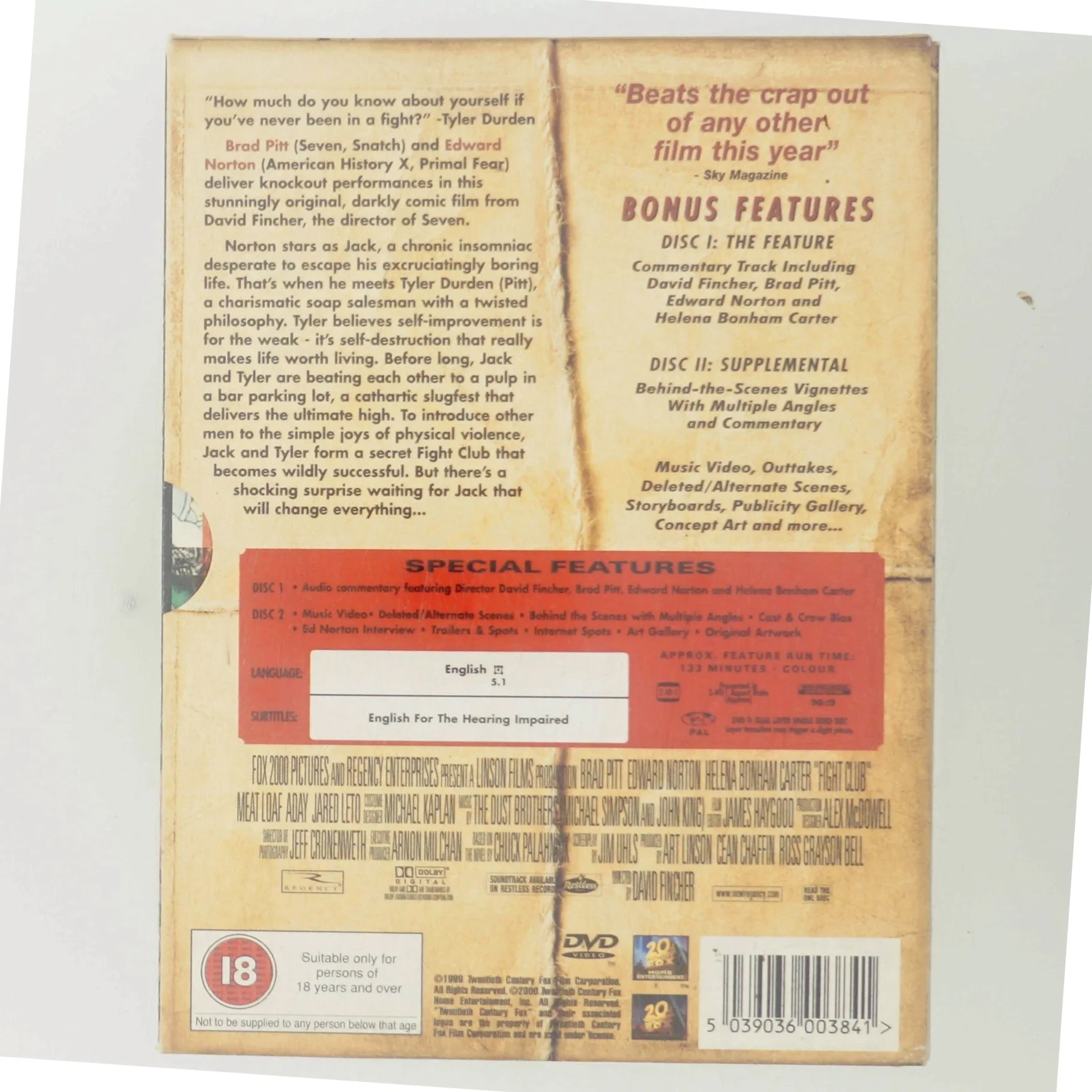 Fight Club med Brad Pitt (DVD)