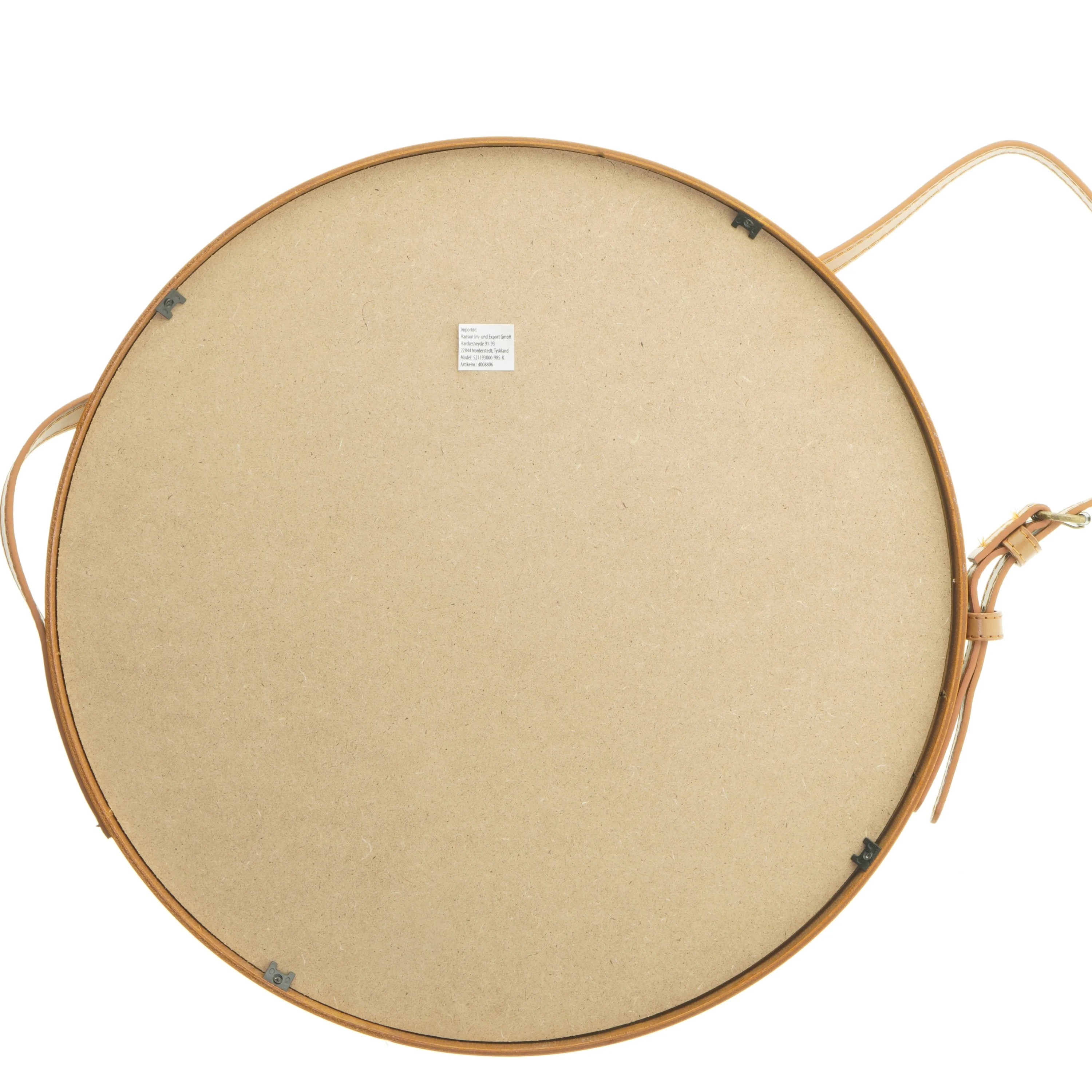 Rundt spejl med rem fra Living Art (str. Ø 40 cm)