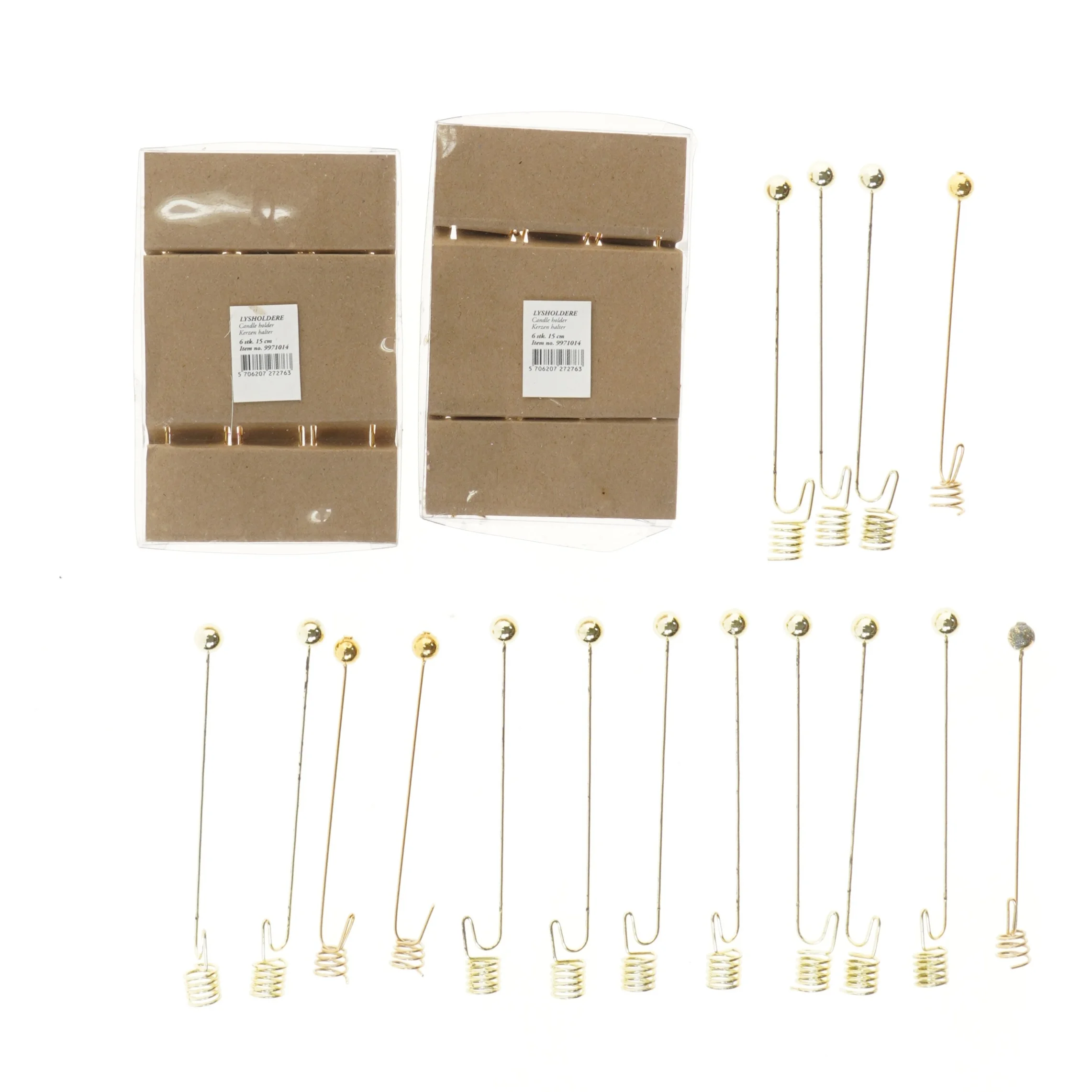 Guld farvede lysestager (str. 14,5 cm)