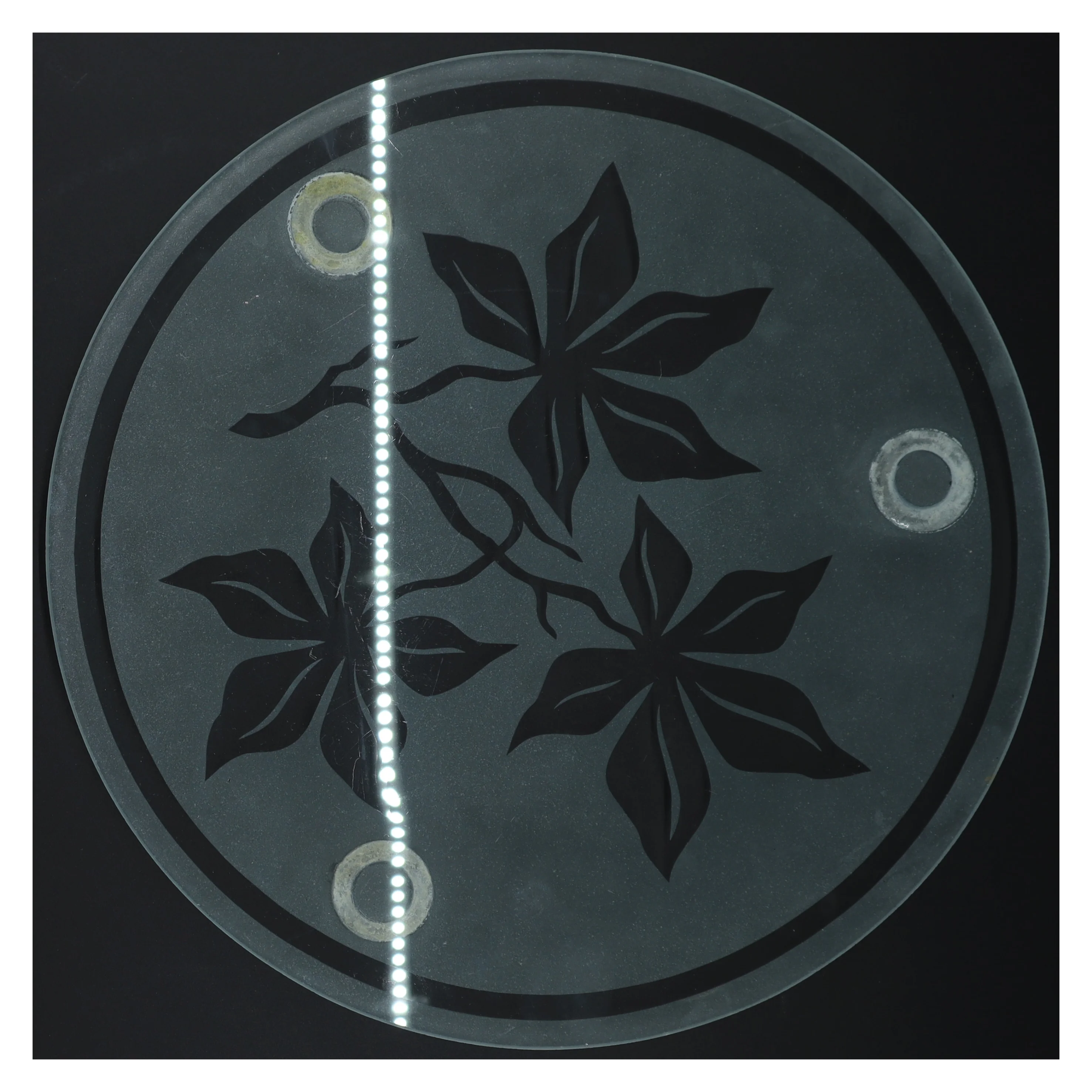 Glasplade med blade design (str. Ø. 30 cm)