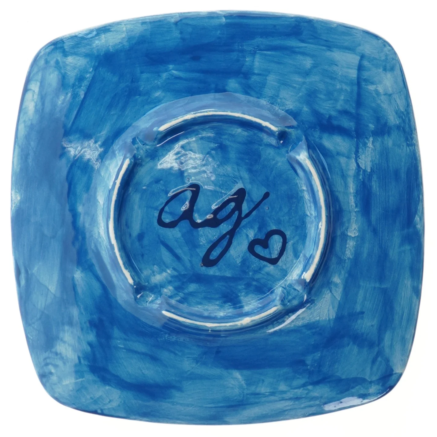 Firkantet tallerken med fiskemønster (str. 27x27 cm)