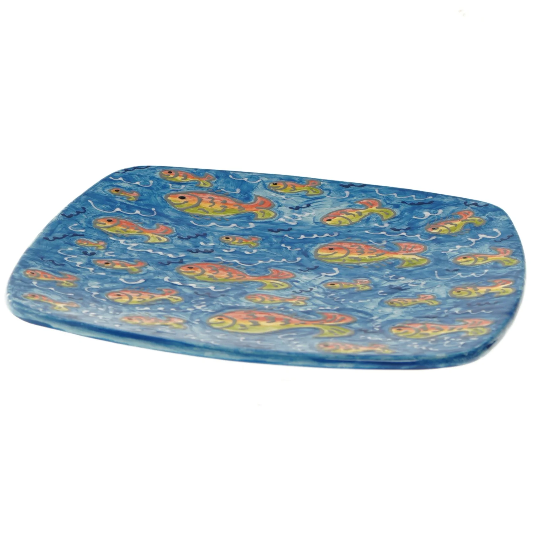 Firkantet tallerken med fiskemønster (str. 27x27 cm)