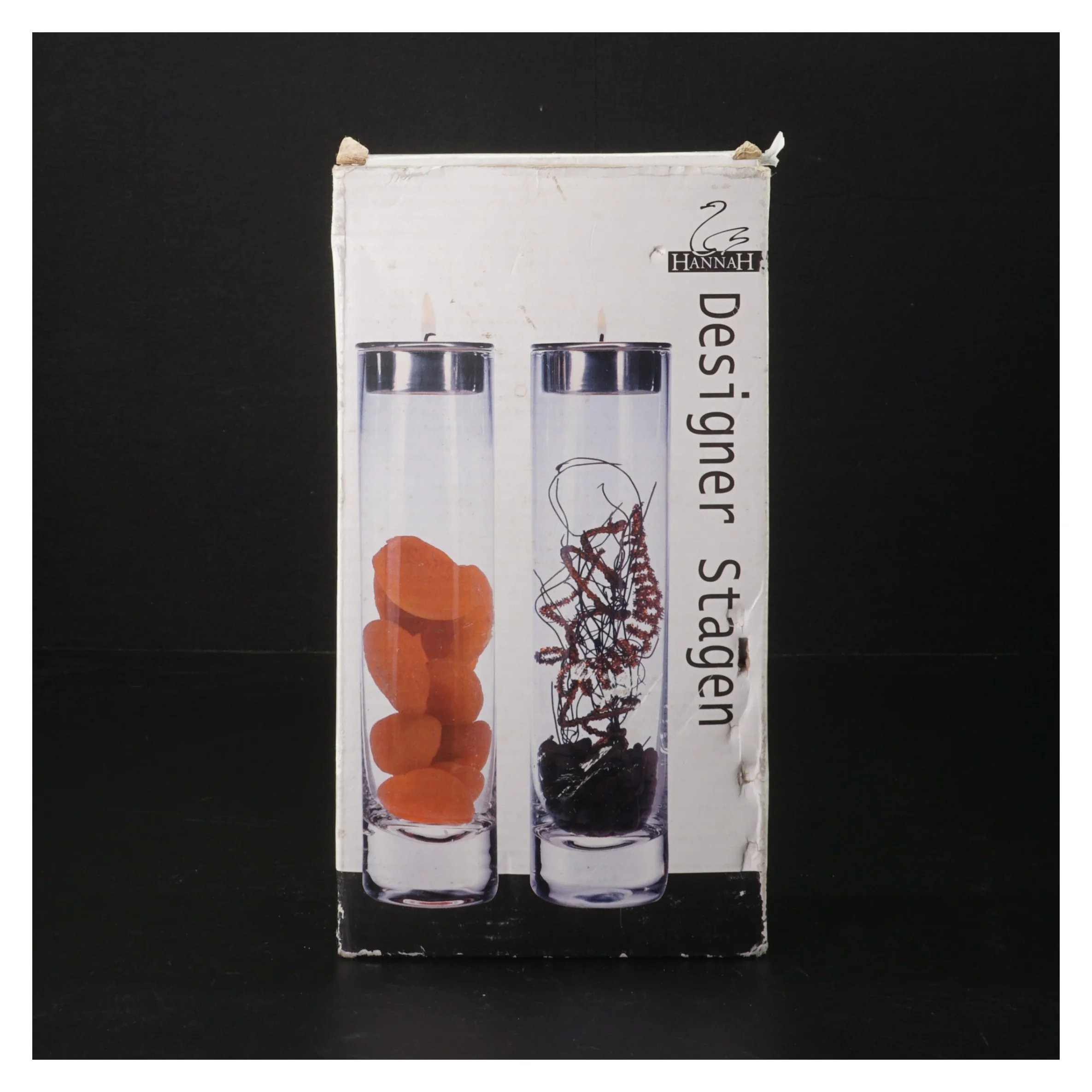 Designer lysestager i glas fra Hannah (str. H. 19 cm. ø. 5 cm)