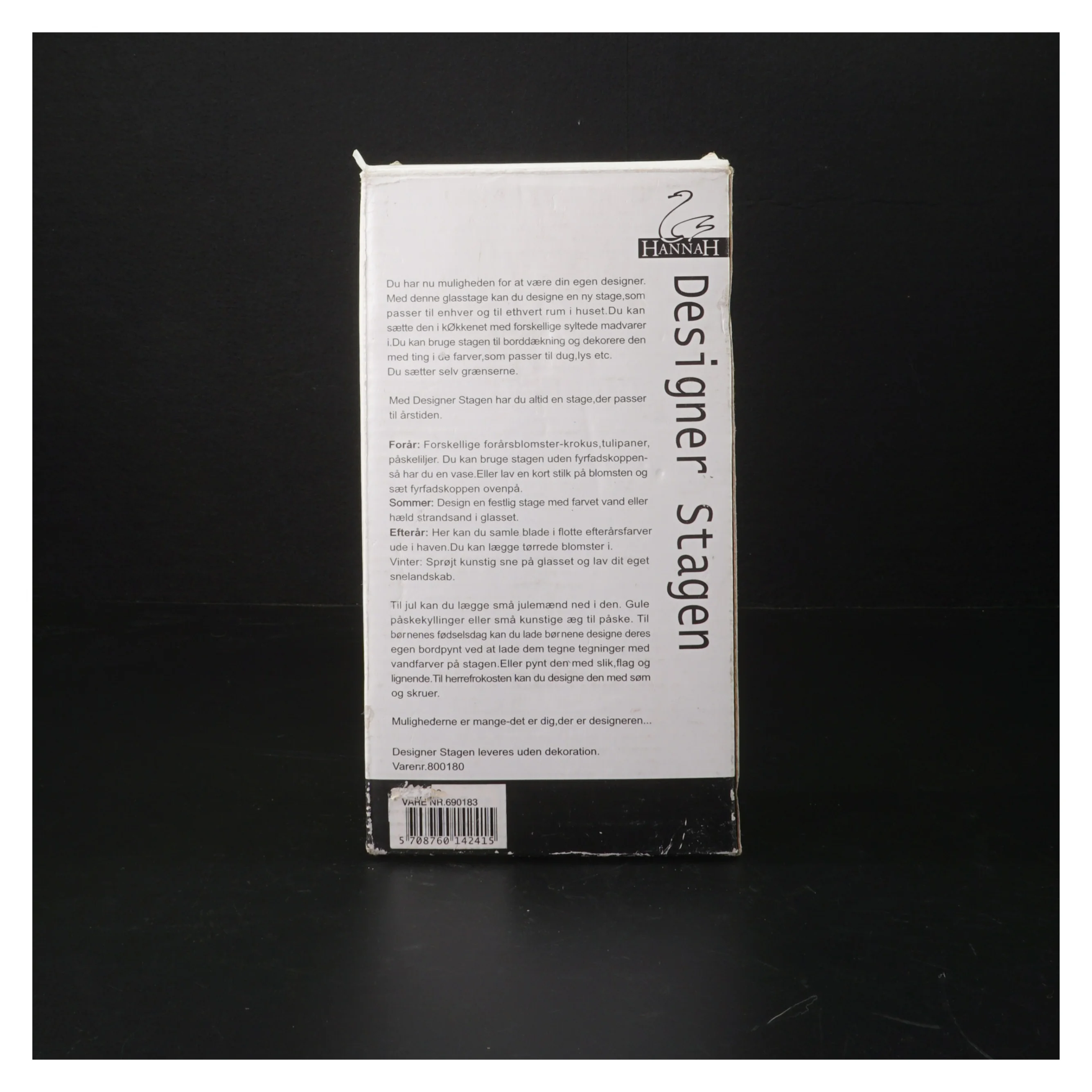 Designer lysestager i glas fra Hannah (str. H. 19 cm. ø. 5 cm)